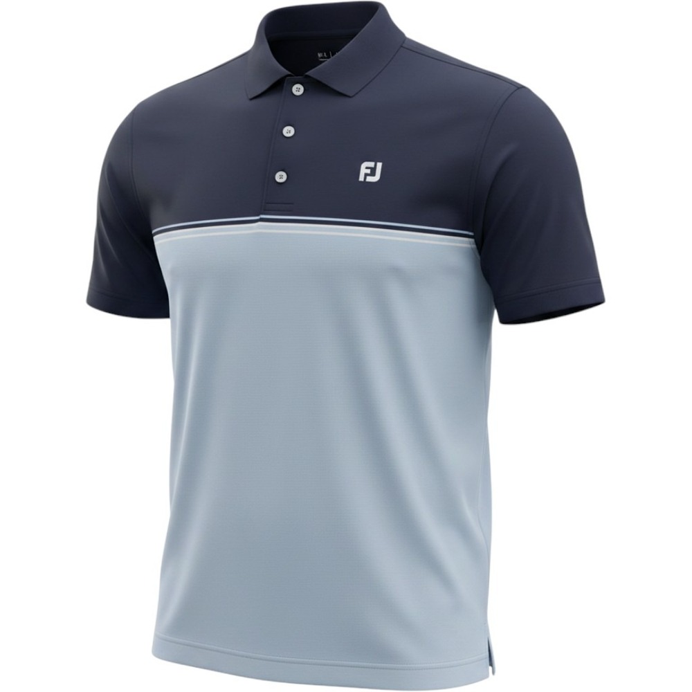 FootJoy Mens ProDry Golf Polo Shirt Navy Blue Colorblock Performance Small